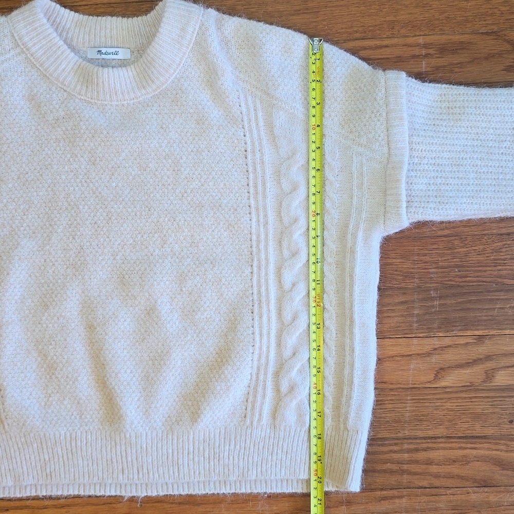 Madewell Cable Havener Pullover Sweater Alpaca-Poly-Wool-Blend Women's Sz.M - Picture 11 of 14